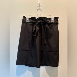 black paper bag mini skirt with removable belt